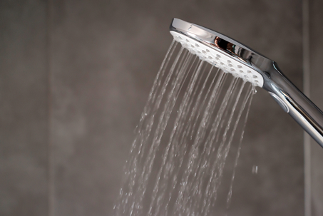 Water running from a shower head