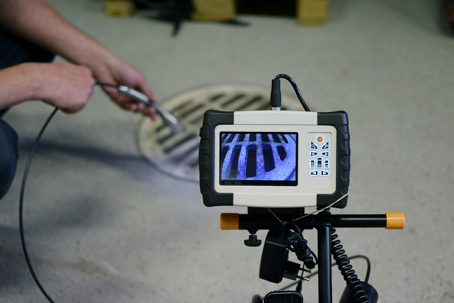 Camera inspection on a sewer line