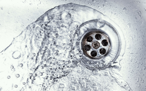 Water on sink drain