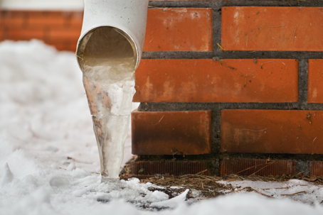 Frozen water from a pipe