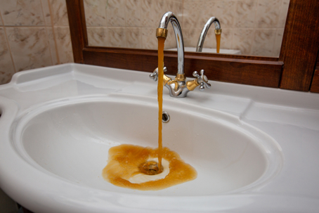 Dirty water from sink faucet
